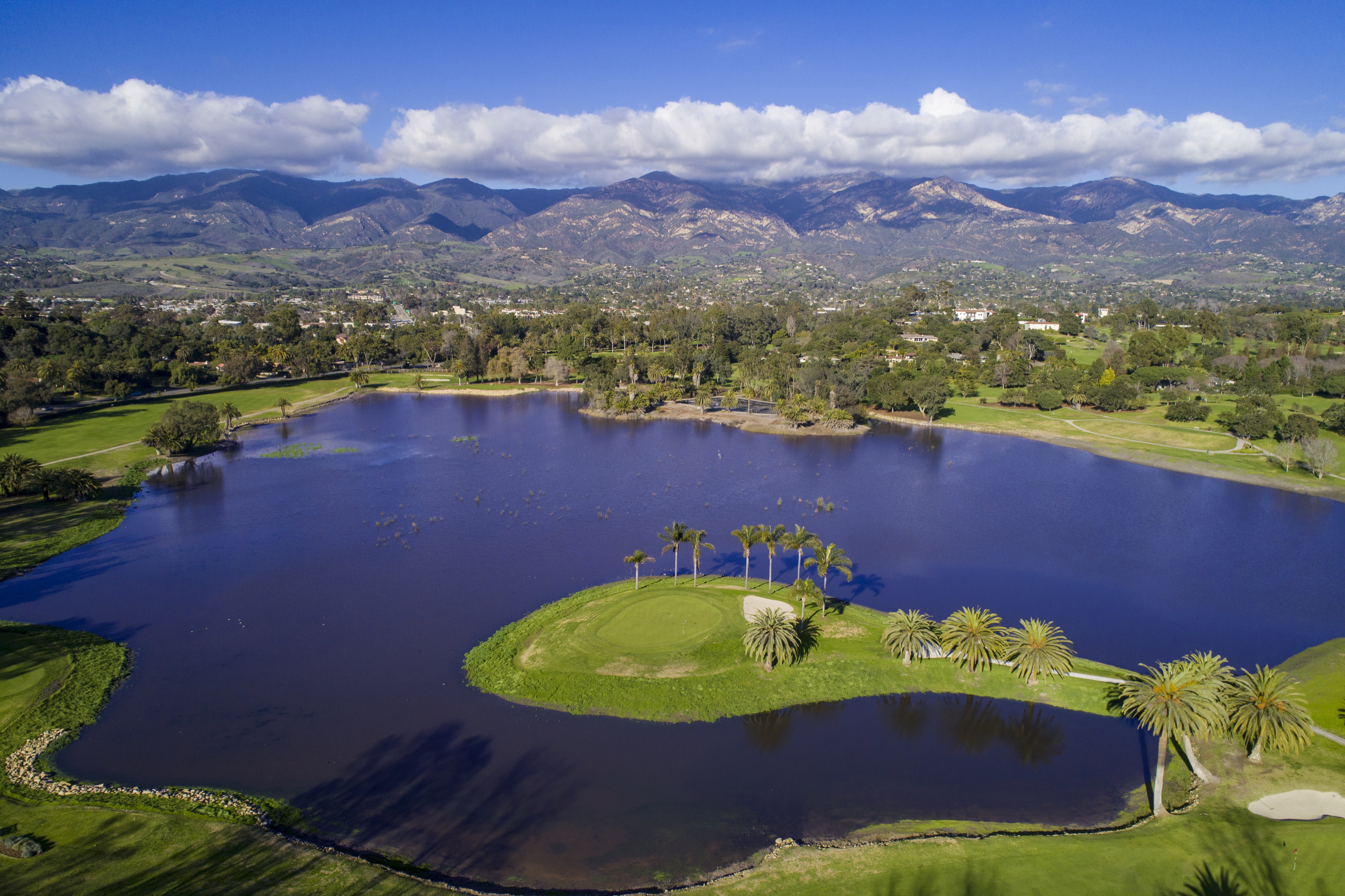 golf course and large pond